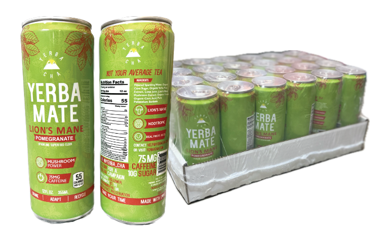24 Pack: Pomegranate Lime LIONS MANE Yerba Mate – Yerba Cha